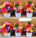 Plastic Artificial Flowers, Multioclor, Pack of 6