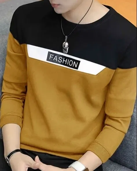 Full Sleeves T-Shirt for Men (Black & Mustard, L)