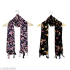 Poly Chiffon Scarves for Women, Multicolor, Pack of 2