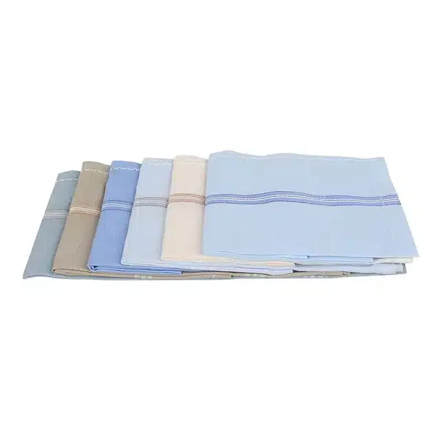 Cotton Blend Handkerchiefs for Men (Pack of 6) (Multicolor, 18x18 cm)