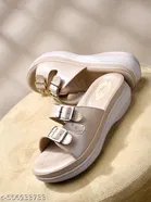 Solid Wedge Open Toe Heels for Kids 
