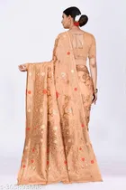 Linen Zari Woven Saree for Women 