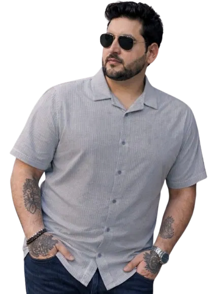 Cotton Blend Solid Shirt for Men, Grey (5XL)
