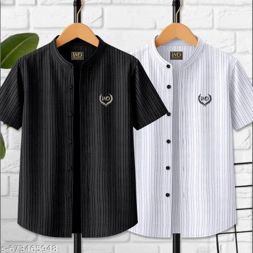 Printed Cotton Blend Mandarin Neck T-Shirt for Boys (White, 6-7 Years)
