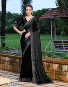 Georgette Saree for Women, Black 