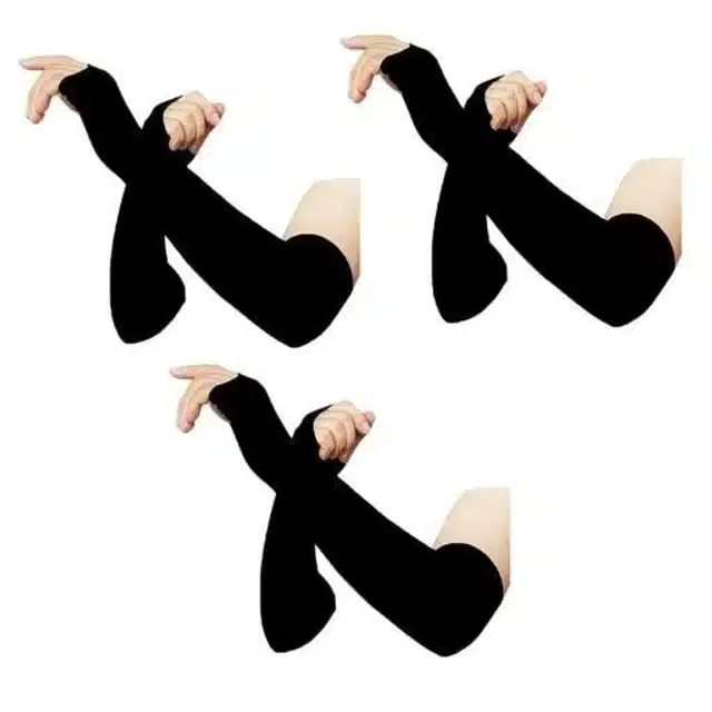 Arm Sleeves for Men (Black, Set of 3)