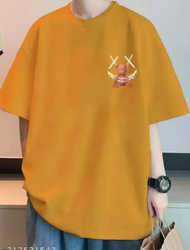 Half Sleeves T-Shirt for Men (Mustard, M)