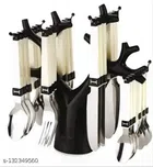 Stainless Steel Cutlery Set with Holder (Multicolor, Set of 24)