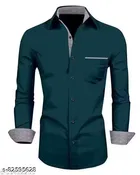 Formal Wear Cotton Blend Shirt for Men, Teal 