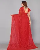 Net Solid Saree for Women 