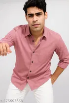 Polycotton Solid Shirts for Men, Coral 