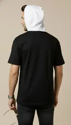 Polyester Printed T-shirt for Men, Black 
