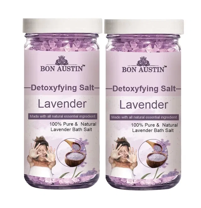 Bon Austin Detoxifying Lavender Bath Salt Crystal (200 g, Pack of 2)