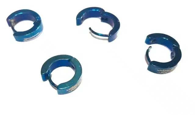 Metallic Hoop Studs for Men & Boys (Blue, Set of 2)
