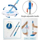 Bzore Durable Stainless Steel Replacement Handle for Easy Floor Cleaning Spin Mop Rod Set with 3 Pcs Refill 