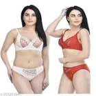 Polycotton Bra with Panty for Women 