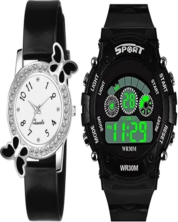 Analog with Digital Watch for Women & Girls (Multicolor, Set of 2)