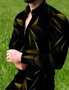 Lycra Printed Shirt For Men, Yellow 