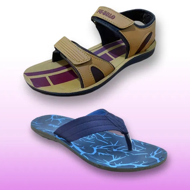 Slipper with Sandals for Men (Multicolor, 7) (Pack of 2)