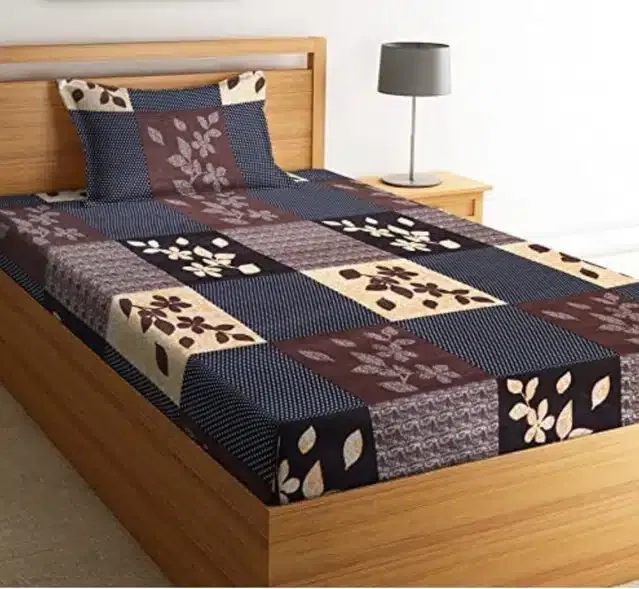 Single 58x88 Inch Bedsheet with Pillow Cover, Multicolor