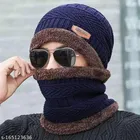Woolen Beanie Cap with Neck Scarf for Men & Women 