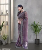 Tissue Printed Saree for Women, Purple 