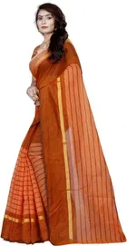 Polycotton Striped Saree for Women 