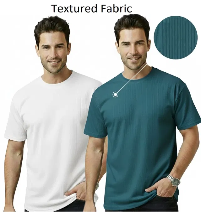 Polyester Round Neck T-shirt for Men, Multicolour, Pack of 2 (XL)