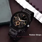 Black Chronograph Dial with Rubber Strap Analog Watch for Men, Black