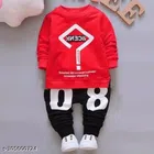 Hosiery Full Sleeves Clothing Set for Kids (Red & Black, 0-3 Months)