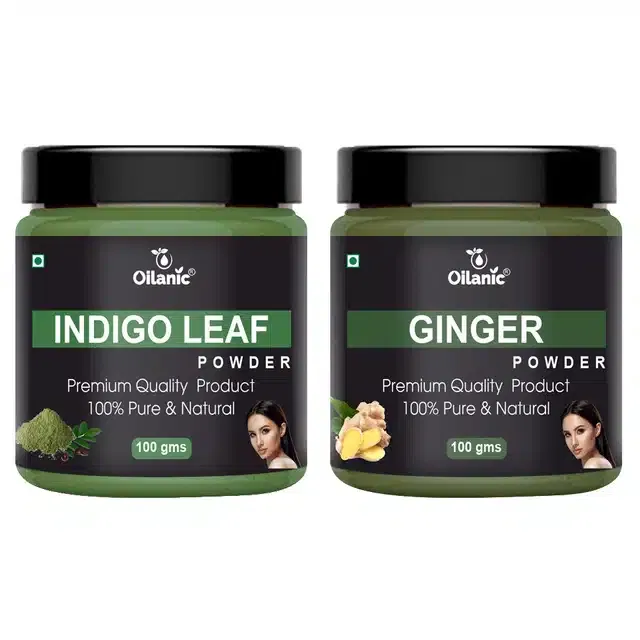 Natural Indigo Leaf & Ginger Powder for Skin & Hair (Pack of 2, 100 g)