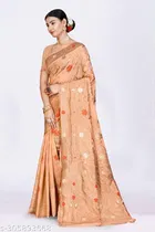 Linen Zari Woven Saree for Women 