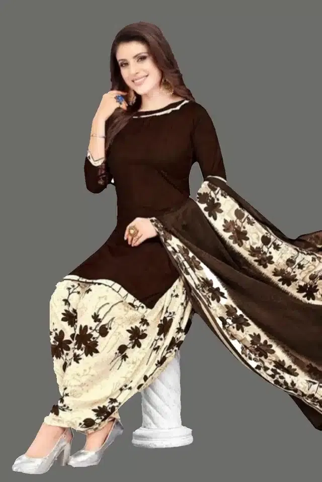 Unstitched Dress Material for Women & Girls (Brown)