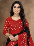 Art Silk Printed Saree for Women, Black 