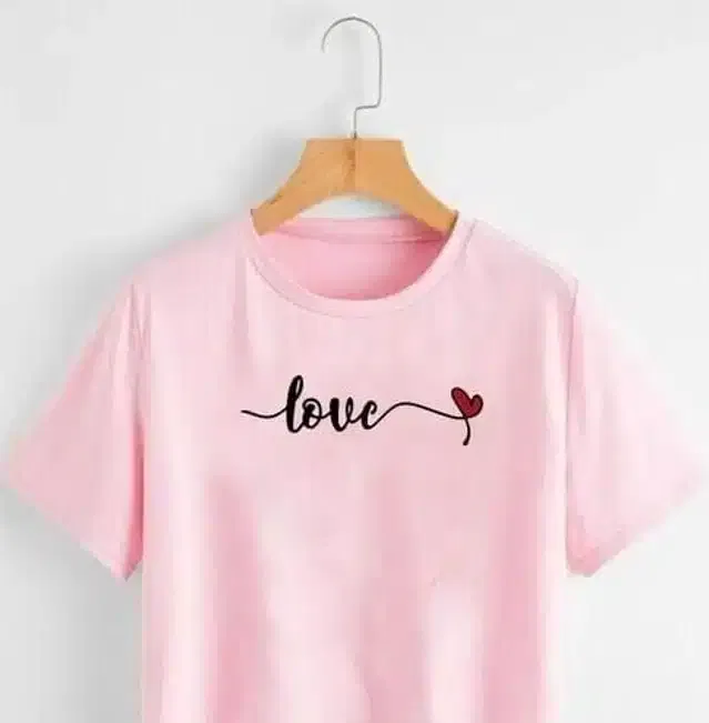 Printed Crop T-shirt for Women (Pink, S)