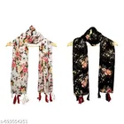 Printed Chiffon Scarves for Women, Multicolor, Pack of 2