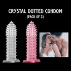 Silicone Crystal Reusable Dotted Extra Pleasure Condom (Multicolor, Pack of 2)