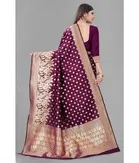 Litchi Silk Woven Design Saree for Women, Purple 