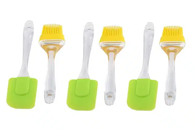 Spatula and Pastry Brush Set (Multicolor, Pack of 6)