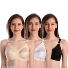 Nylon Bra for Women, Multicolour, Pack of 3 