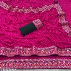 Georgette Solid Saree for Women, Pink 