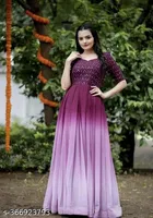 Colorblocked Pleated Gown for Women 