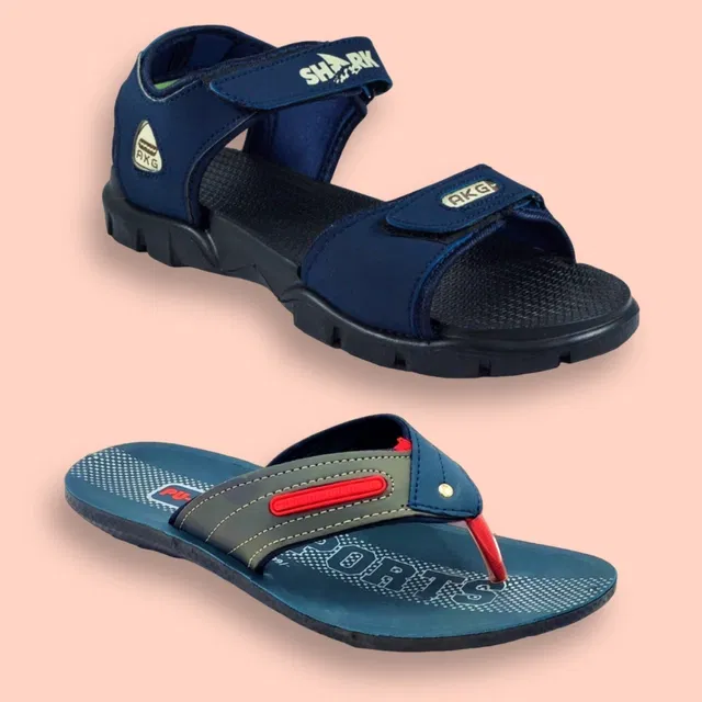 Slipper with Sandals for Men (Multicolor, 10) (Pack of 2)
