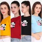 Round Neck Printed Crop T-Shirts for Women & Girls 