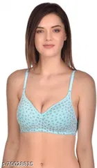 Cotton Blend Printed Padded Bra for Women 