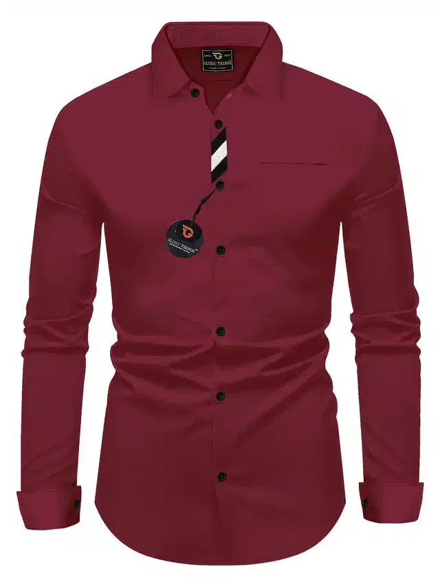 Full Sleeves Shirt for Men (Maroon, M)