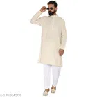 Cotton Blend Solid Kurta with Pyjama for Men 