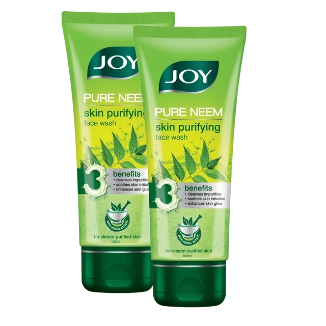 जॉय प्योर नीम स्किन प्यूरीफायिंग फेस वाश 100 ml (पैक ऑफ़ 2)