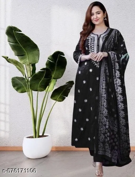 Kurta Set for Women (Black, S)