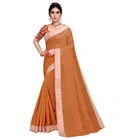 सिद्धिदाता टेक्सटाइल विमेंस कॉटन साड़ी विद अन-स्टीट्च्ड ब्रोकेड ब्लाउज पीस 